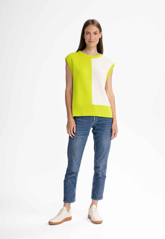 Vest Jacquard Knit Jamuna Kiwi Groen/ CrÃ¨me Melange from Shop Like You Give a Damn