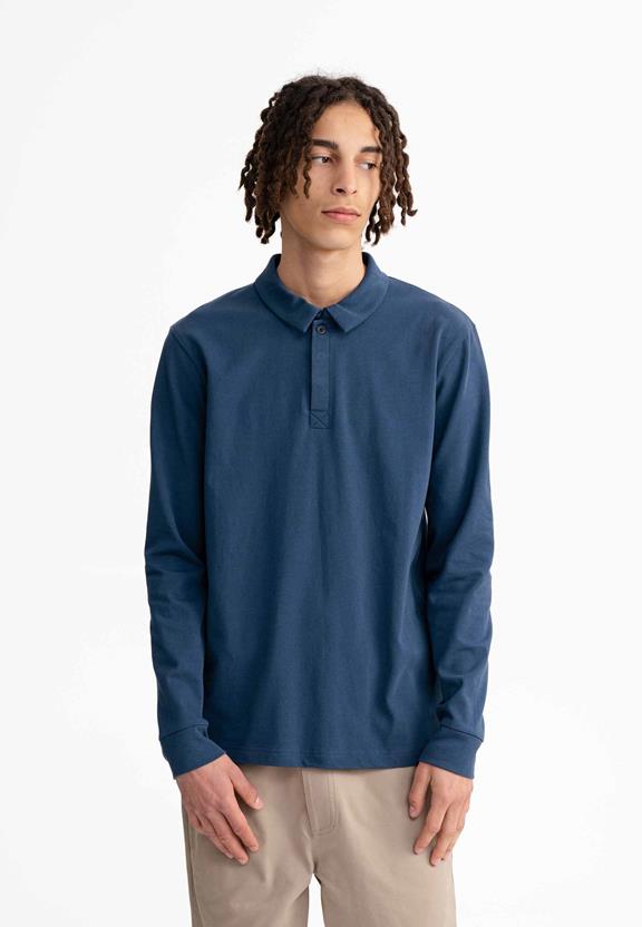 Poloshirt Lange Mouw Divit Donkerblauw via Shop Like You Give a Damn