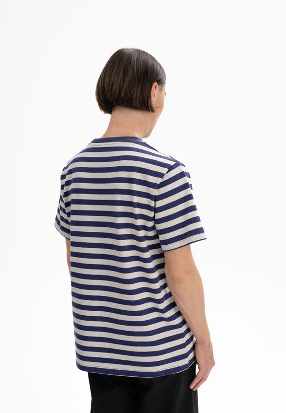 T-Shirt Heavy Pravin Summer Night Paars/Berken Gestreept Beige from Shop Like You Give a Damn