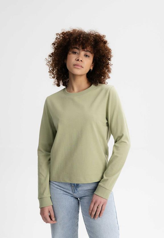 T-Shirt Lange Mouw Zware Aastha Tea Leaf Green via Shop Like You Give a Damn