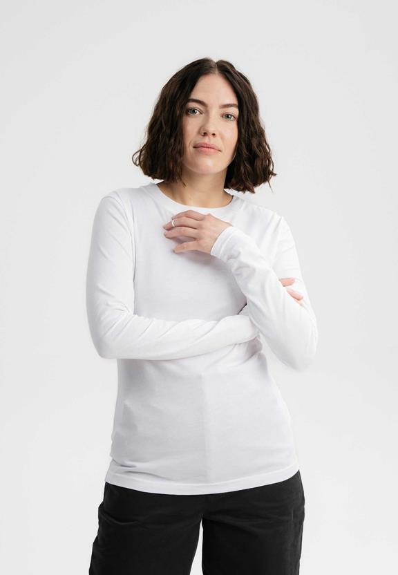 Shirt Basic Lange Mouw Dhivya Wit from Shop Like You Give a Damn