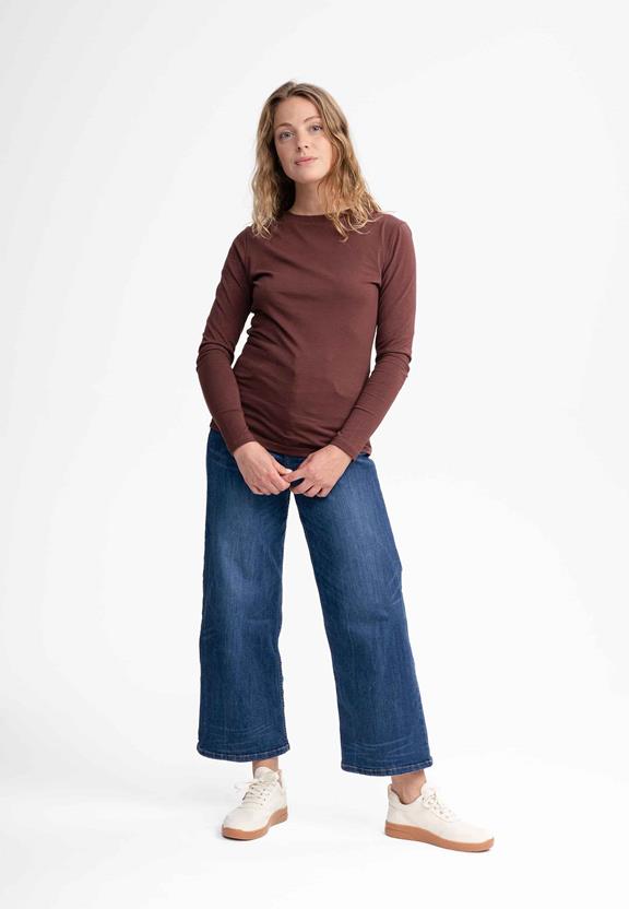 Shirt Basic Lange Mouw Dhivya Bitter Choc Bruin from Shop Like You Give a Damn