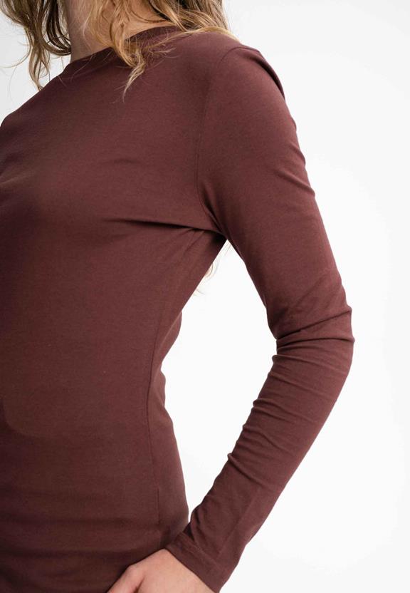 Shirt Basic Lange Mouw Dhivya Bitter Choc Bruin from Shop Like You Give a Damn