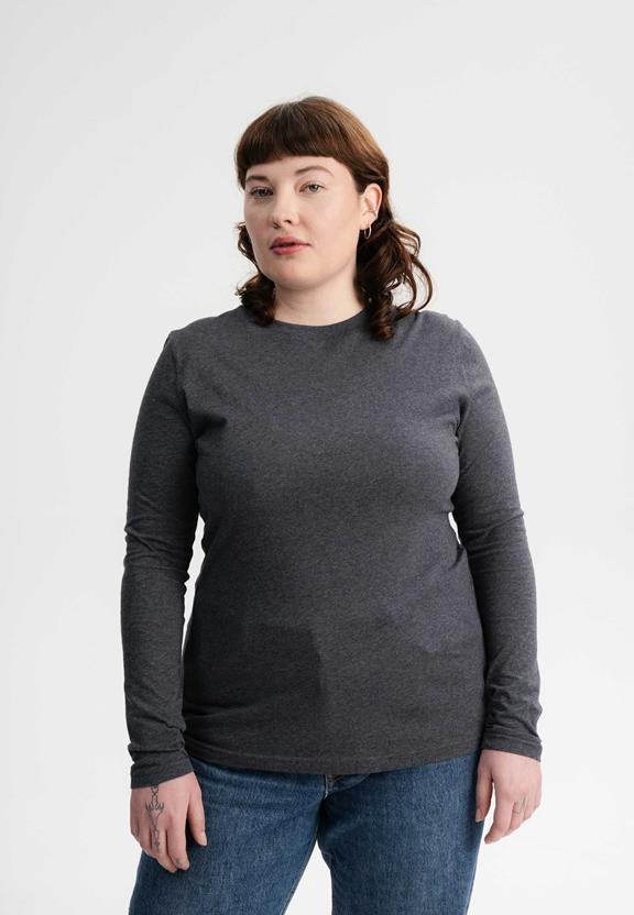 Shirt Basic Lange Mouw Dhivya Antraciet Melange Grijs from Shop Like You Give a Damn