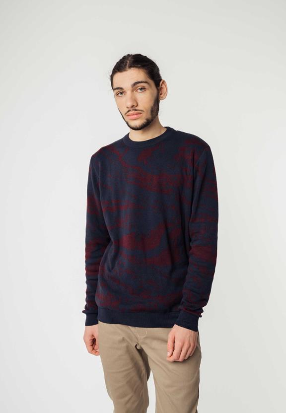 Gebreide Trui Manav Navy / Raisin Patroon via Shop Like You Give a Damn