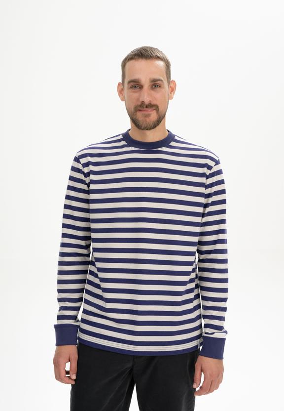Shirt Lange Mouw Tejas Zomernacht Paars/ Berk Gestreept Beige via Shop Like You Give a Damn