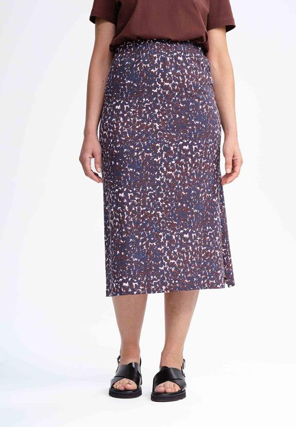 Rok Midi Divari Chai Bloemen Rood/Blauw via Shop Like You Give a Damn