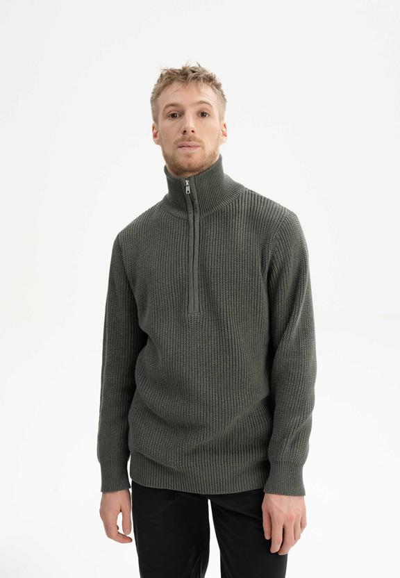 Ribgebreide Troyer Unisex Udai Groen Melange via Shop Like You Give a Damn