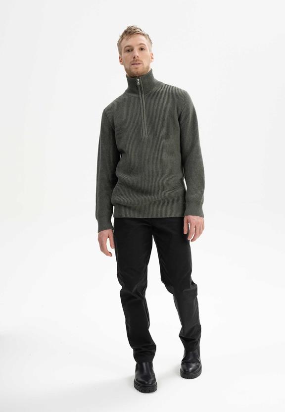 Ribgebreide Troyer Unisex Udai Groen Melange from Shop Like You Give a Damn