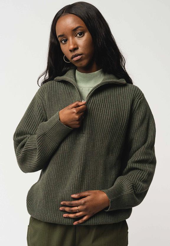Ribgebreide Troyer Unisex Udai Groen Melange from Shop Like You Give a Damn