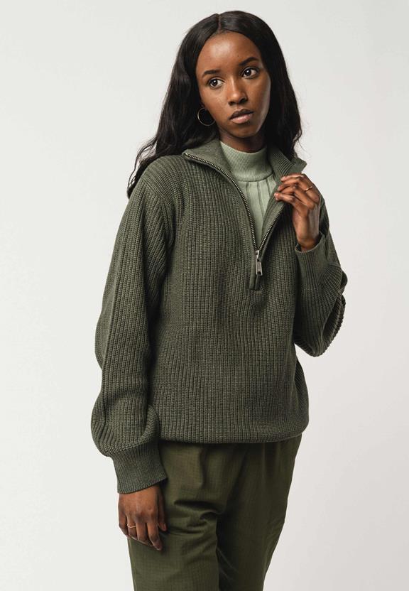Ribgebreide Troyer Unisex Udai Groen Melange from Shop Like You Give a Damn