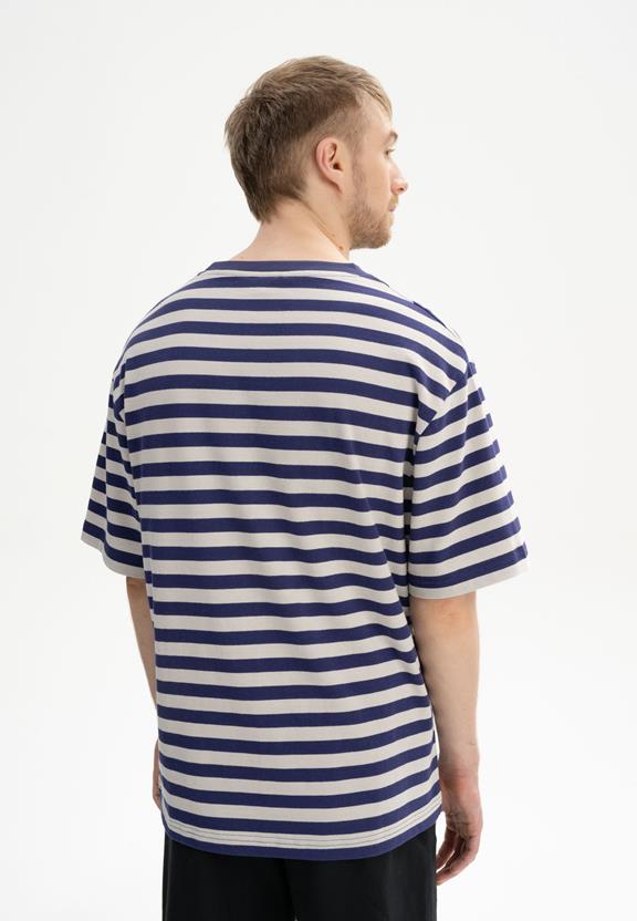 T-Shirt Oversized Heavy Bhajan Zomernacht Paars / Berk Gestreept Beige from Shop Like You Give a Damn