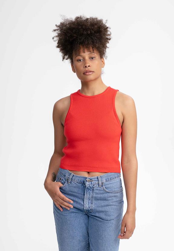 Gebreide Top Nikara Poppy Red via Shop Like You Give a Damn