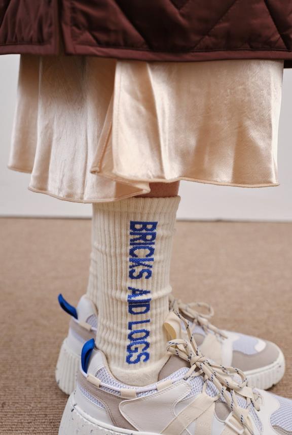 Sokken Emb Off White/Blauw via Shop Like You Give a Damn
