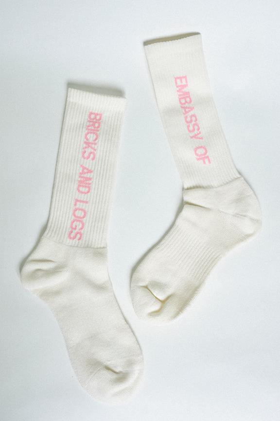 Sokken Emb Off White/Mauve via Shop Like You Give a Damn