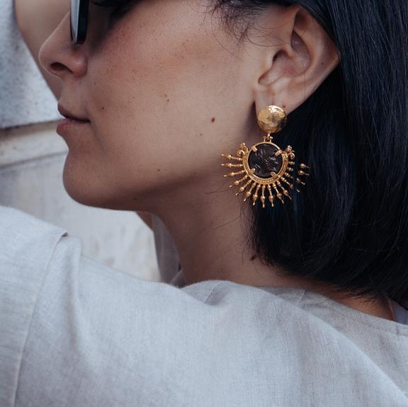 Boucles D'Oreilles The Ancient Plaquées Or 24 Carats 2