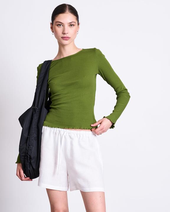 Top Minirib Longsleeve Aversa Woody Olijf from Shop Like You Give a Damn