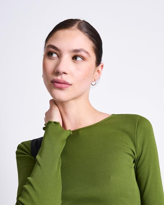 Top Minirib Longsleeve Aversa Woody Olijf from Shop Like You Give a Damn