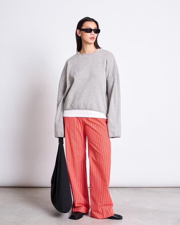 Broek Soby Kersenrood Wit Gestreept from Shop Like You Give a Damn
