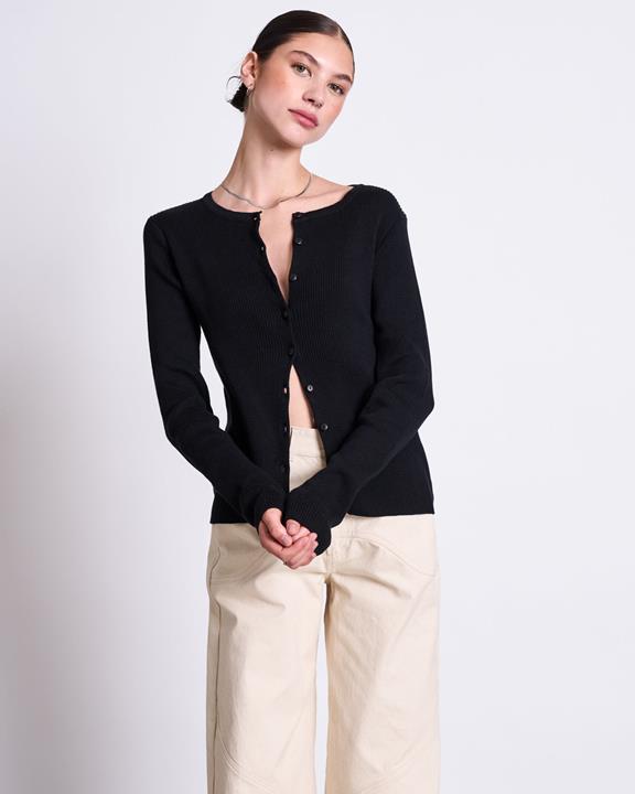 Cardigan Ronde Hals Glimt Zwart from Shop Like You Give a Damn
