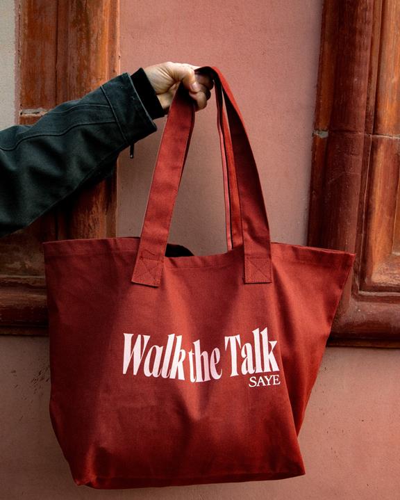 Totebag Walk The Talk Donkerrood from Shop Like You Give a Damn