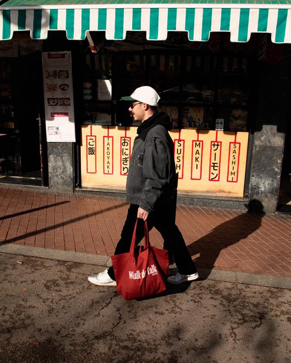 Totebag Walk The Talk Donkerrood from Shop Like You Give a Damn