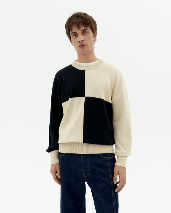 Gebreide Trui Khem Zwart & Beige via Shop Like You Give a Damn