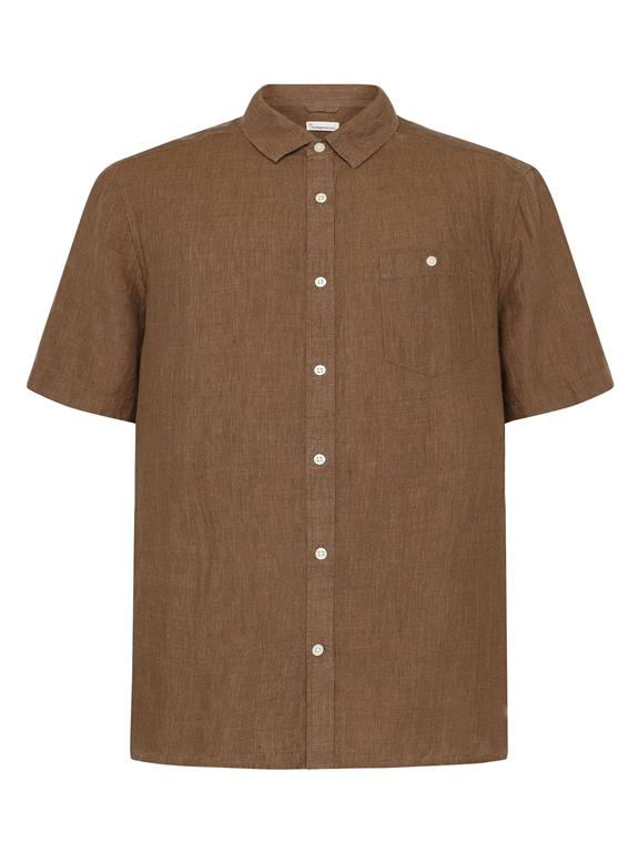 Shirt Regular Linnen Korte Mouw Bruin via Shop Like You Give a Damn