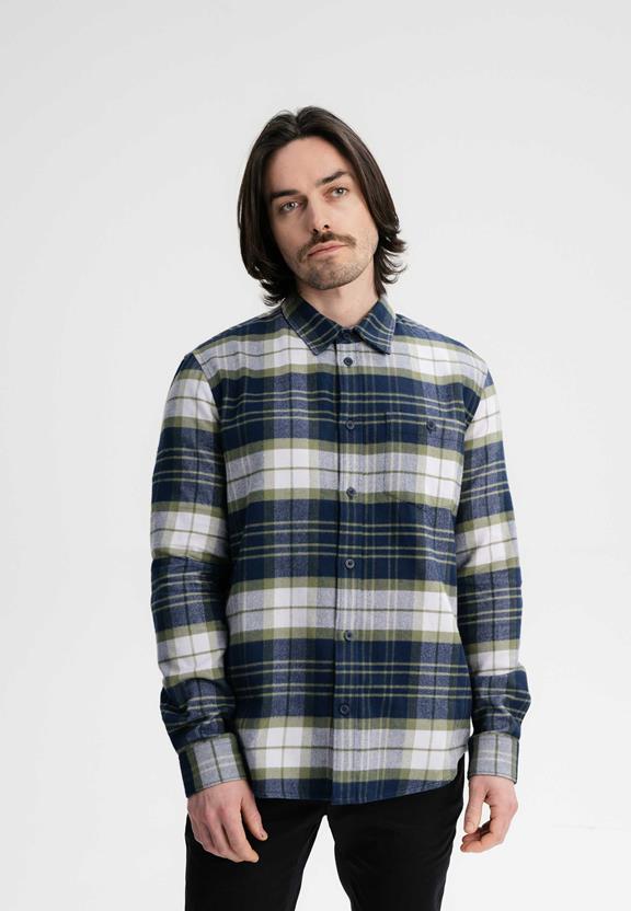 Overhemd Flanell Sahel Navy / Lavendel Ruit from Shop Like You Give a Damn