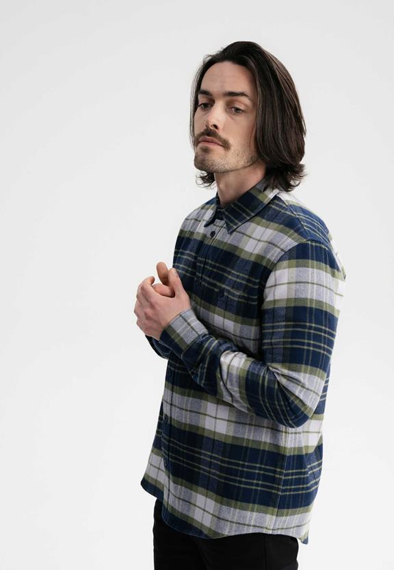Overhemd Flanell Sahel Navy / Lavendel Ruit from Shop Like You Give a Damn