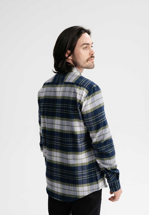 Overhemd Flanell Sahel Navy / Lavendel Ruit from Shop Like You Give a Damn