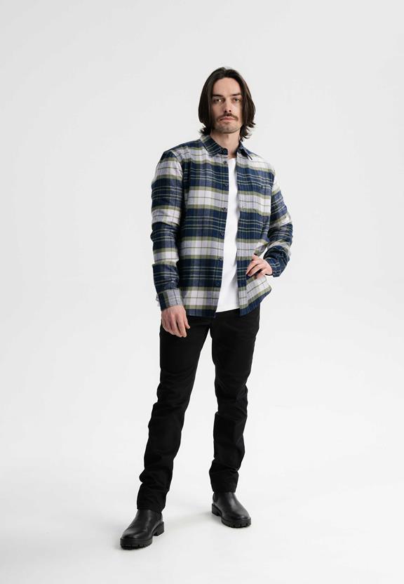 Overhemd Flanell Sahel Navy / Lavendel Ruit from Shop Like You Give a Damn