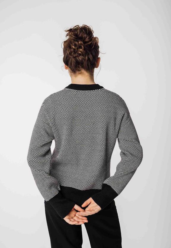 Gebreide Trui Jacquard Faiza Zwart/CrÃ¨me Visgraatmotief from Shop Like You Give a Damn