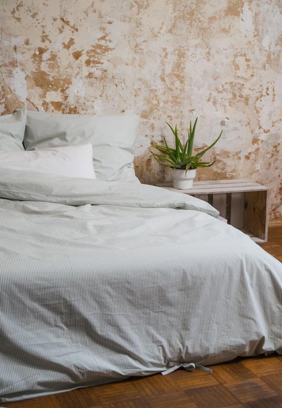 Beddengoedset Majuli Stripes Thyme / Natuurlijk Wit from Shop Like You Give a Damn