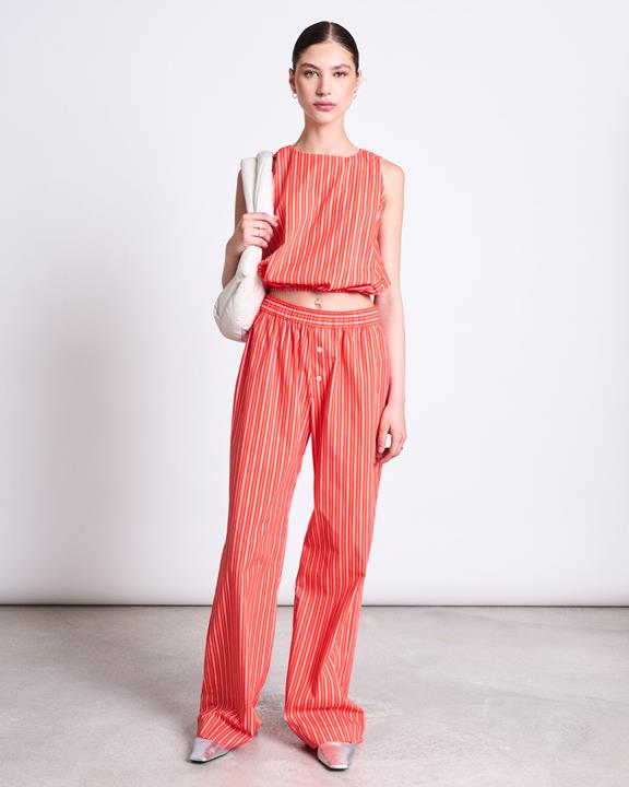 Top Amalien Kersenrood Wit Gestreept from Shop Like You Give a Damn