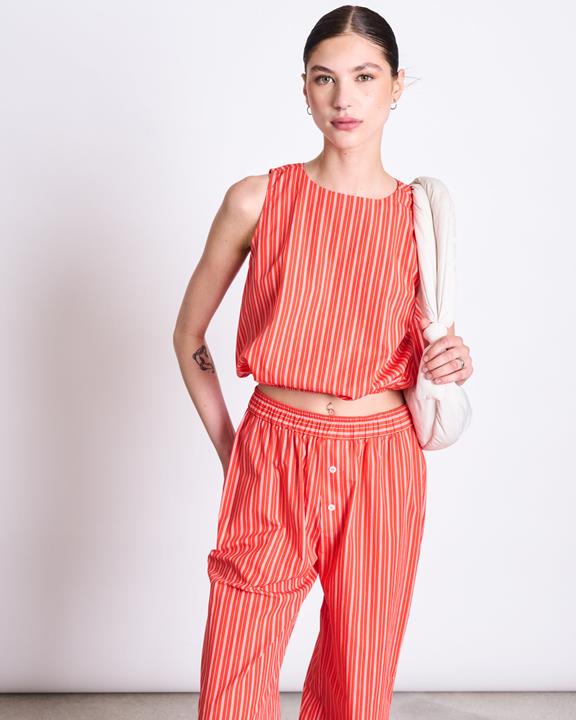 Top Amalien Kersenrood Wit Gestreept from Shop Like You Give a Damn