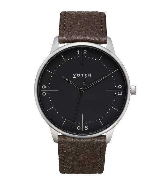 Horloge Aalto Zilver & Bruin Piñatex - Zwart 1