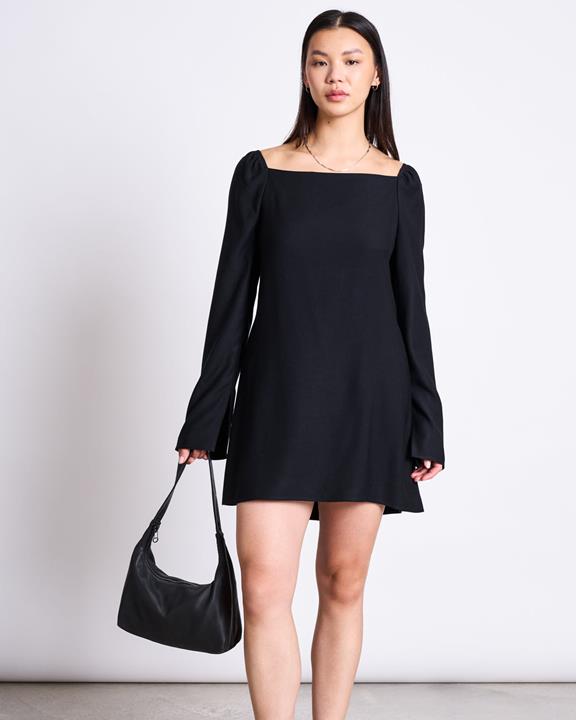 Mini-Jurk Met Vierkante Hals Glad Black from Shop Like You Give a Damn