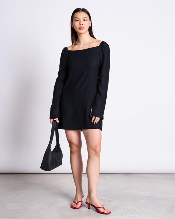 Mini-Jurk Met Vierkante Hals Glad Black from Shop Like You Give a Damn
