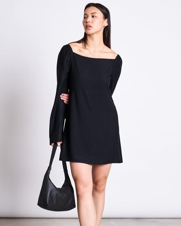 Mini-Jurk Met Vierkante Hals Glad Black from Shop Like You Give a Damn