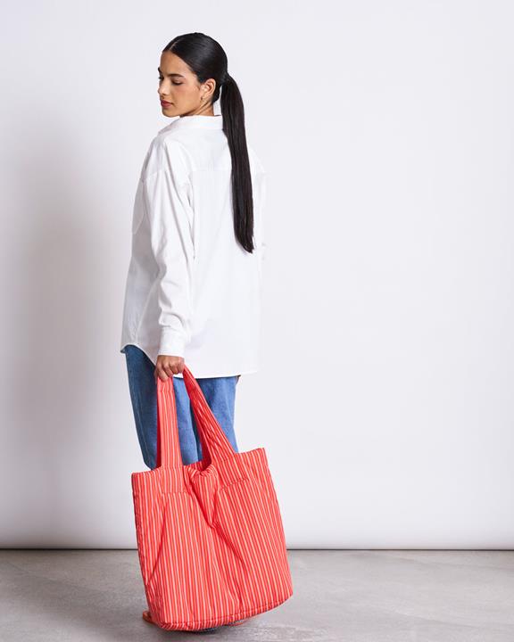 Tas Shopper Gevoerd Smol Kersenrood Wit Gestreept from Shop Like You Give a Damn