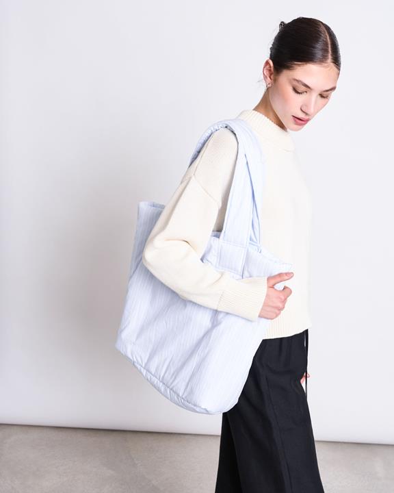 Tas Shopper Gevoerd Klein Blauw Wit Gestreept via Shop Like You Give a Damn