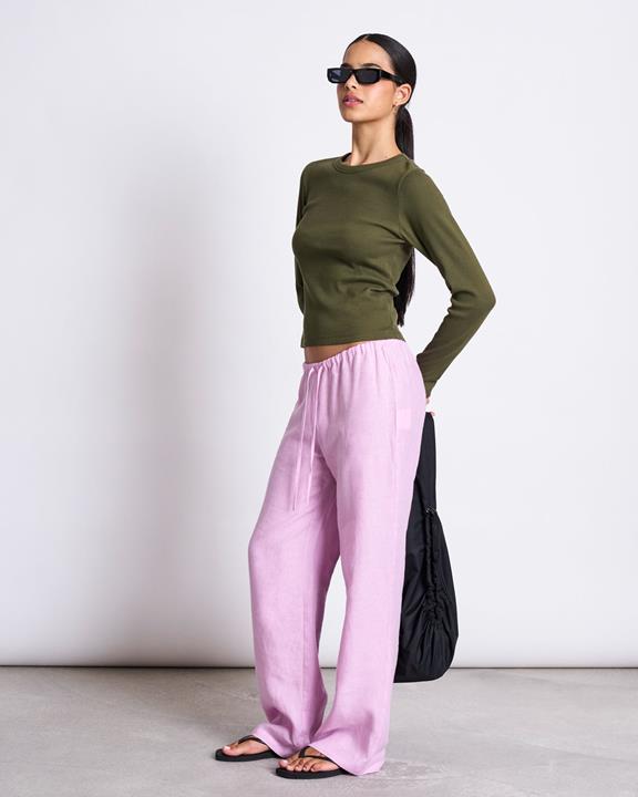 T-Shirt Lange Mouw Rib Muri Donker Olijfgroen via Shop Like You Give a Damn
