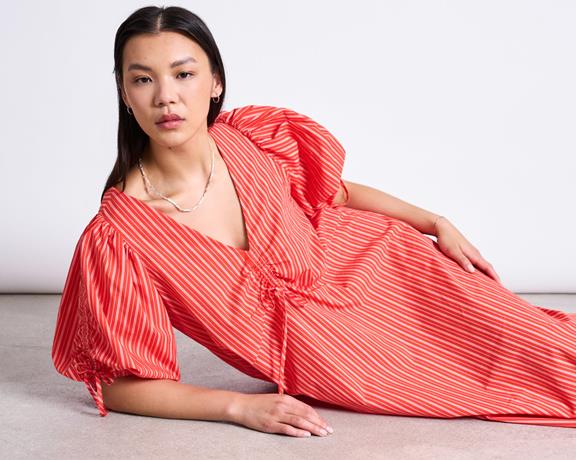 Maxi-Jurk Kersenrood En Wit Gestreept from Shop Like You Give a Damn