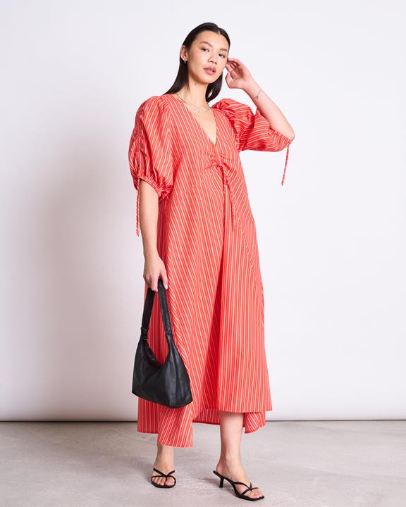 Maxi-Jurk Kersenrood En Wit Gestreept from Shop Like You Give a Damn