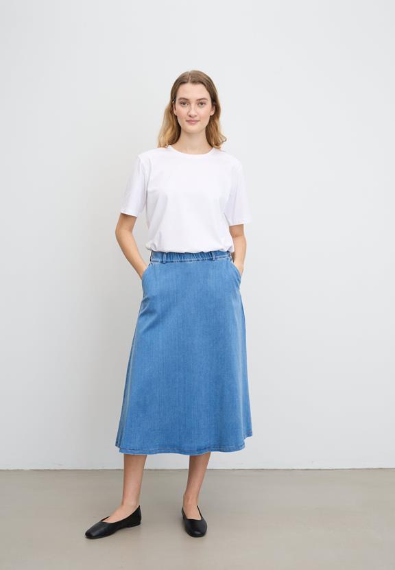 Rok Asta Medium Gewassen Blauwe Denim from Shop Like You Give a Damn