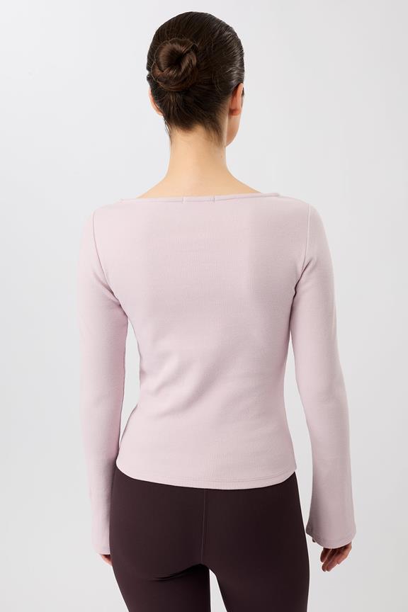 Lange Mouw Geribbelde Boothalslijn Mauve Roze from Shop Like You Give a Damn