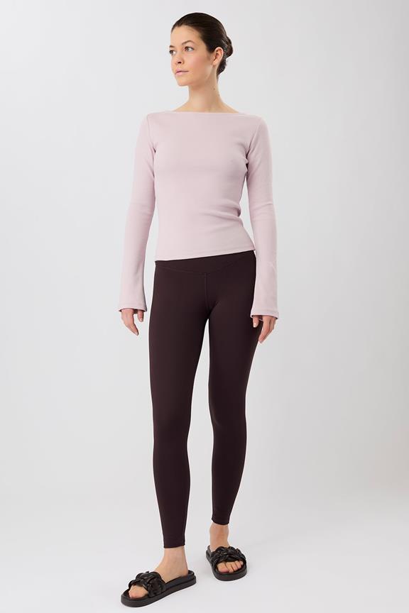 Lange Mouw Geribbelde Boothalslijn Mauve Roze from Shop Like You Give a Damn