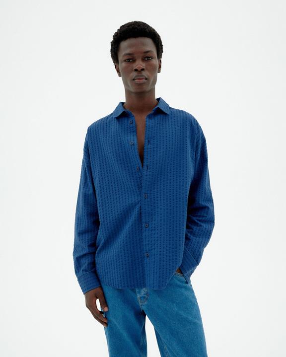 Shirt Seersucker Haru Blauw via Shop Like You Give a Damn