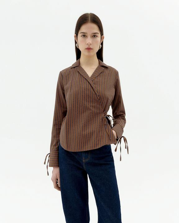 Blouse Lenie Bruin Gestreept via Shop Like You Give a Damn